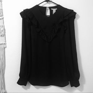 H&M Black Ruffle Top
